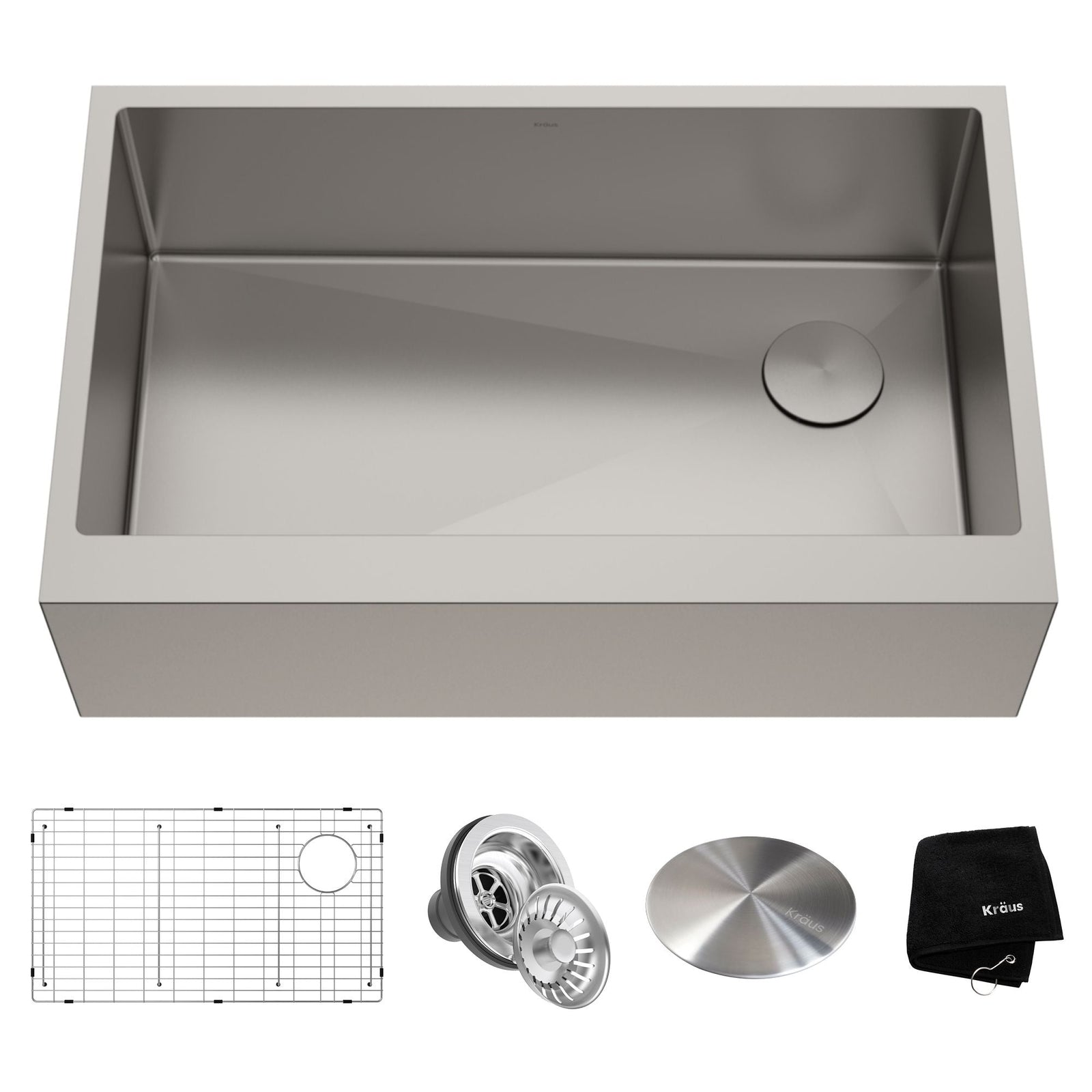 Kore Apron Front Farmhouse Stainless Steel Single Bowl Kitchen Sink with Add-Ons, 33x21x10-in D1W1 - product image 1