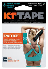 Tape Pro Ice Pre-Cut Elastic Kinesiology Sports Tape with Menthol, Black, 10 x 2-in Strips, 20-pk A0L7 - product image 1