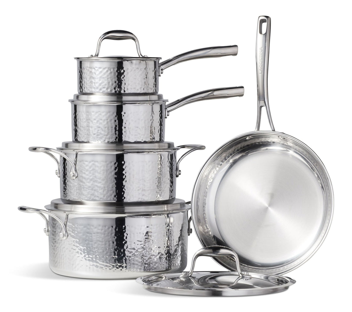 3-Ply Hammered Stainless Steel Cookware Set, 10-pc K1C2 - product image 1