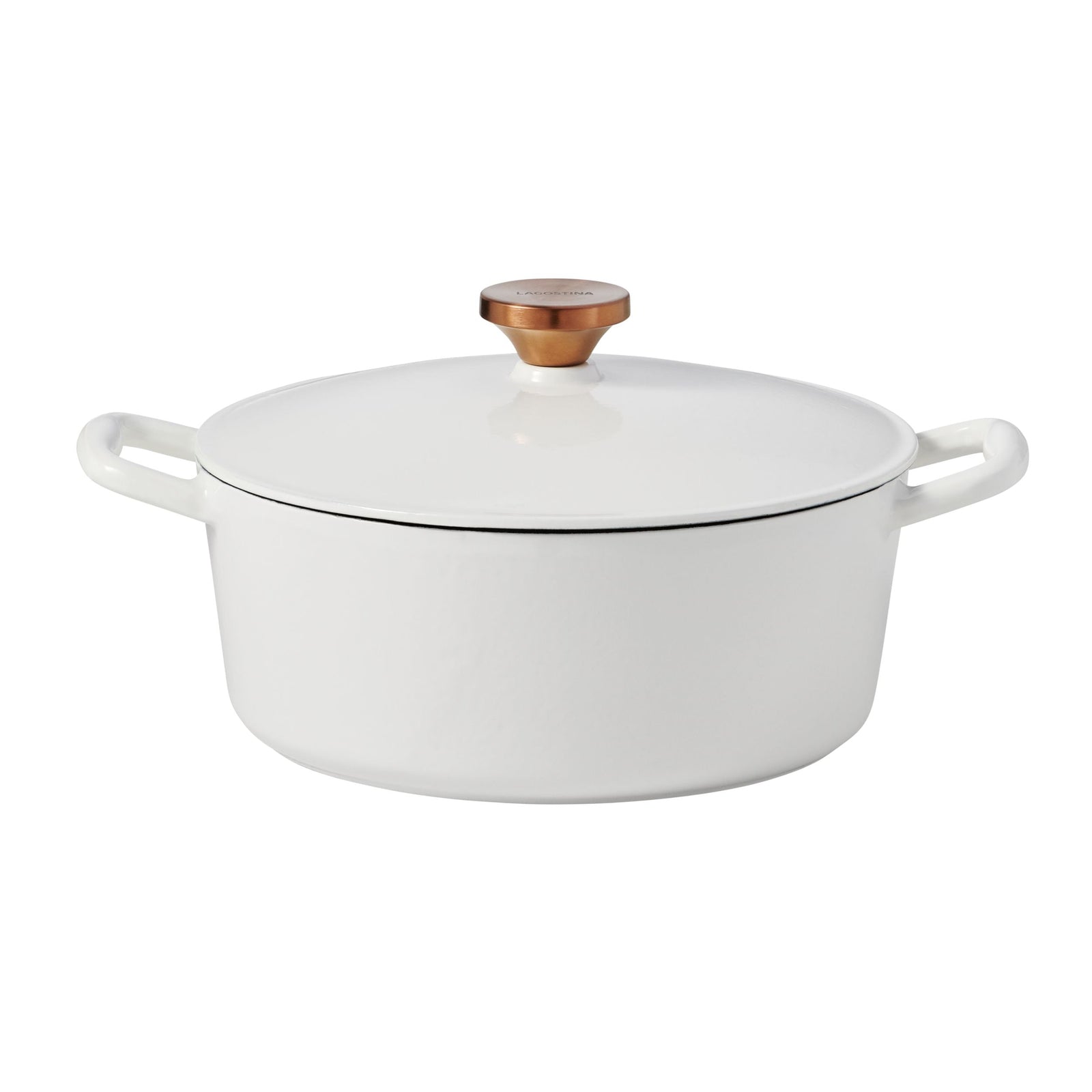Tuscan Collection Round Casserole Dish, Enamelled Cast Iron, White, 7-qt R3M3 - product image 1