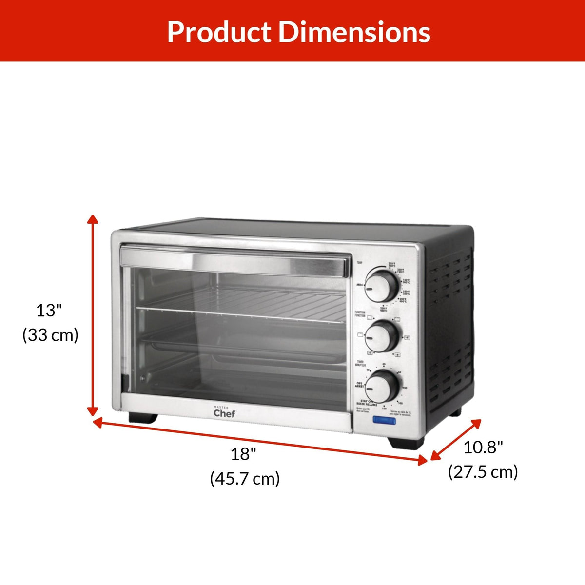 Convection Toaster Oven with 4 Functions, Stainless Steel, Black, 6-Slices V2Z1 - product image 3
