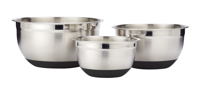 Stainless Steel Mixing Bowl Set with Non-Slip Bottom, Assorted Sizes, 3-pc T8N3