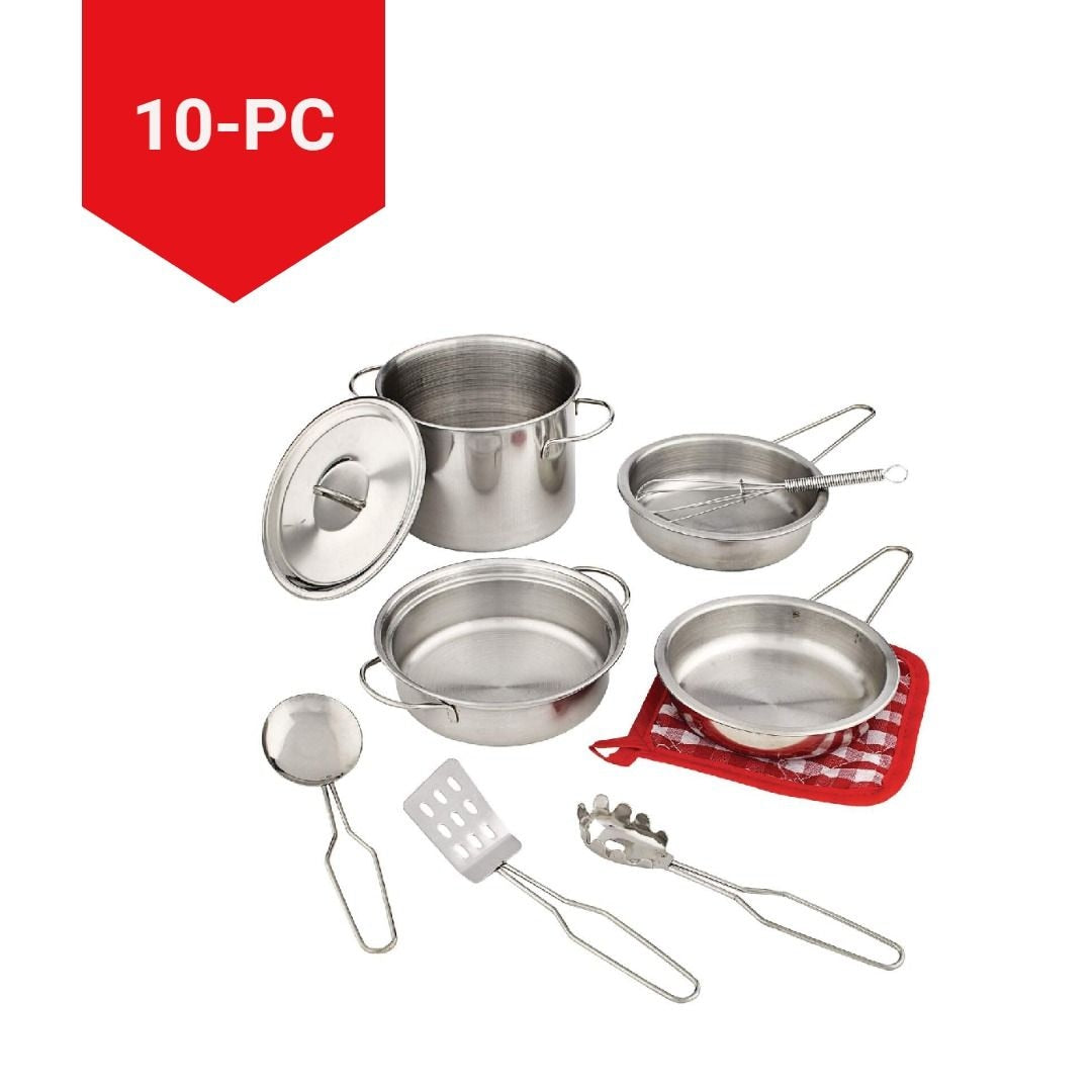 Toy Kitchen Stainless Steel Cookware Set For Kids, 10 pc, Ages 3+ A0R0 - product image 7
