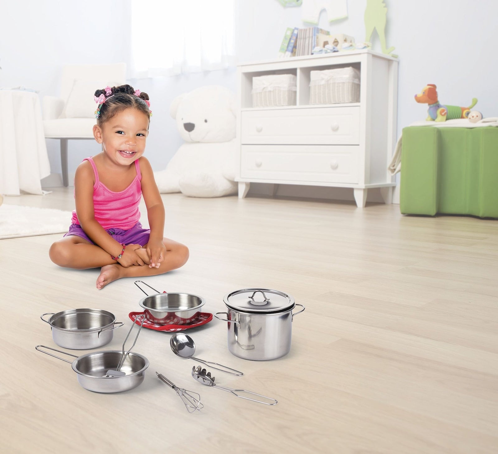 Toy Kitchen Stainless Steel Cookware Set For Kids, 10 pc, Ages 3+ A0R0 - product image 8