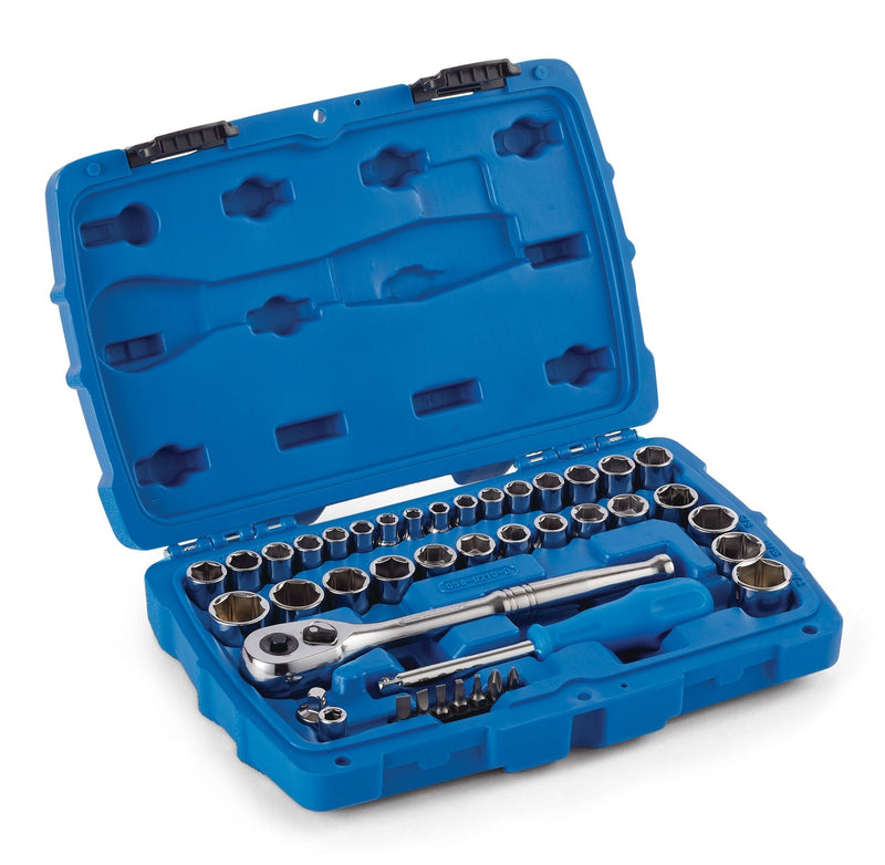 Socket Set, SAE / Metric, CRV, Nickel-Chrome Plating, 41-pc W8Z1