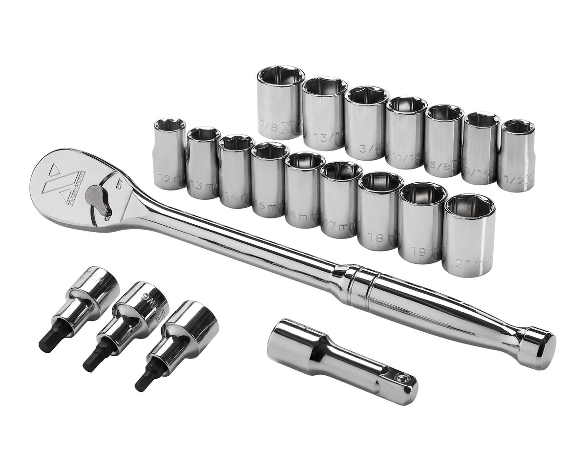 21 Piece 1/2" Drive Metric Socket Set E1Q3 - product image 1