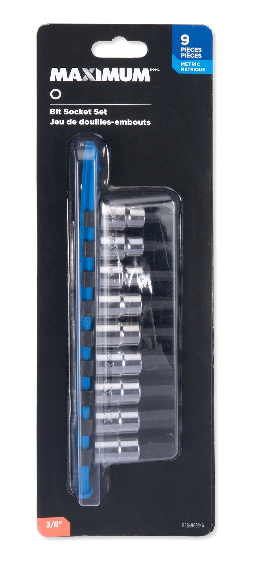 3/8-in Drive Hex Bit Socket Set, Chrome-Plated, 9-pc, Metric X1F1 - product image 1