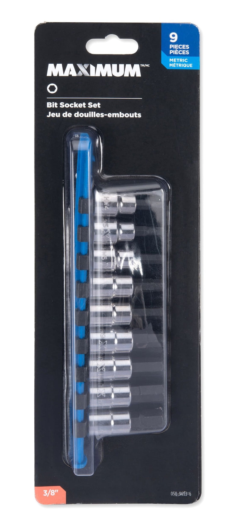3/8-in Drive Hex Bit Socket Set, Chrome-Plated, 9-pc, Metric X1F1