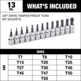 3/8-in Drive Tamper Proof Torx Bit Socket Set, Heat-Treated, 13-pc H7P8 - product image 3