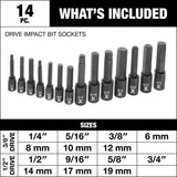 Hex Impact Socket & Bit Socket Set, 14-pc, SAE/Metric N6R8 - product image 5