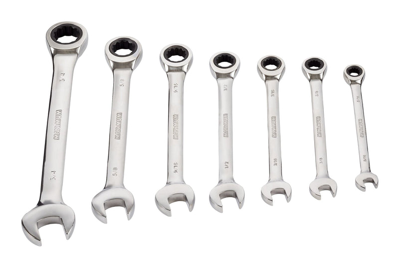 Ratcheting Wrench Set, SAE, Nickel-Chrome Plating, 7-pc G0X3