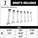 Ratcheting Wrench Set, SAE, Nickel-Chrome Plating, 7-pc G0X3 - product image 8