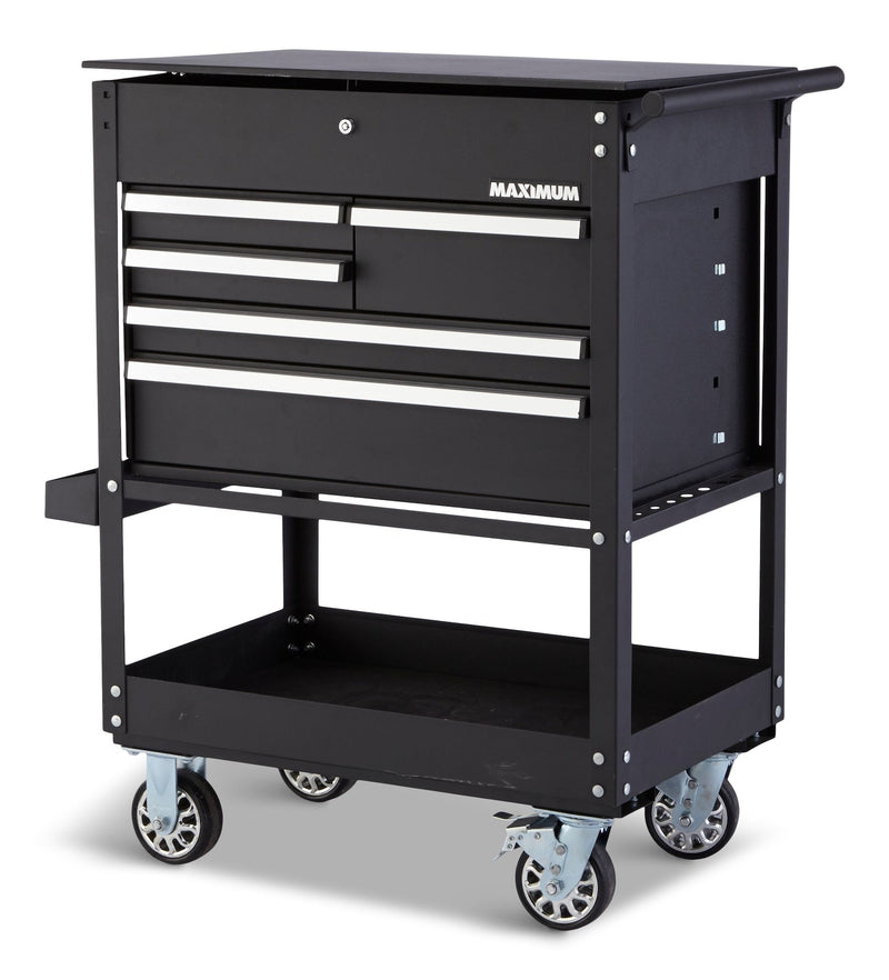 Rolling Mechanics Tool Cart with 5 Drawers, Black, 30-in Z3T8