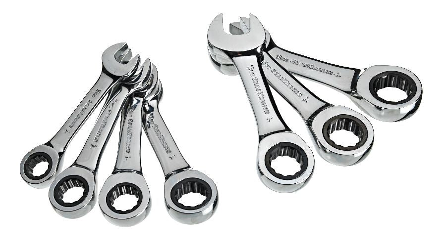 Stubby Ratcheting Wrench Set, Metric, Nickel-Chrome Plating, 7-pc B9X1 - product image 1