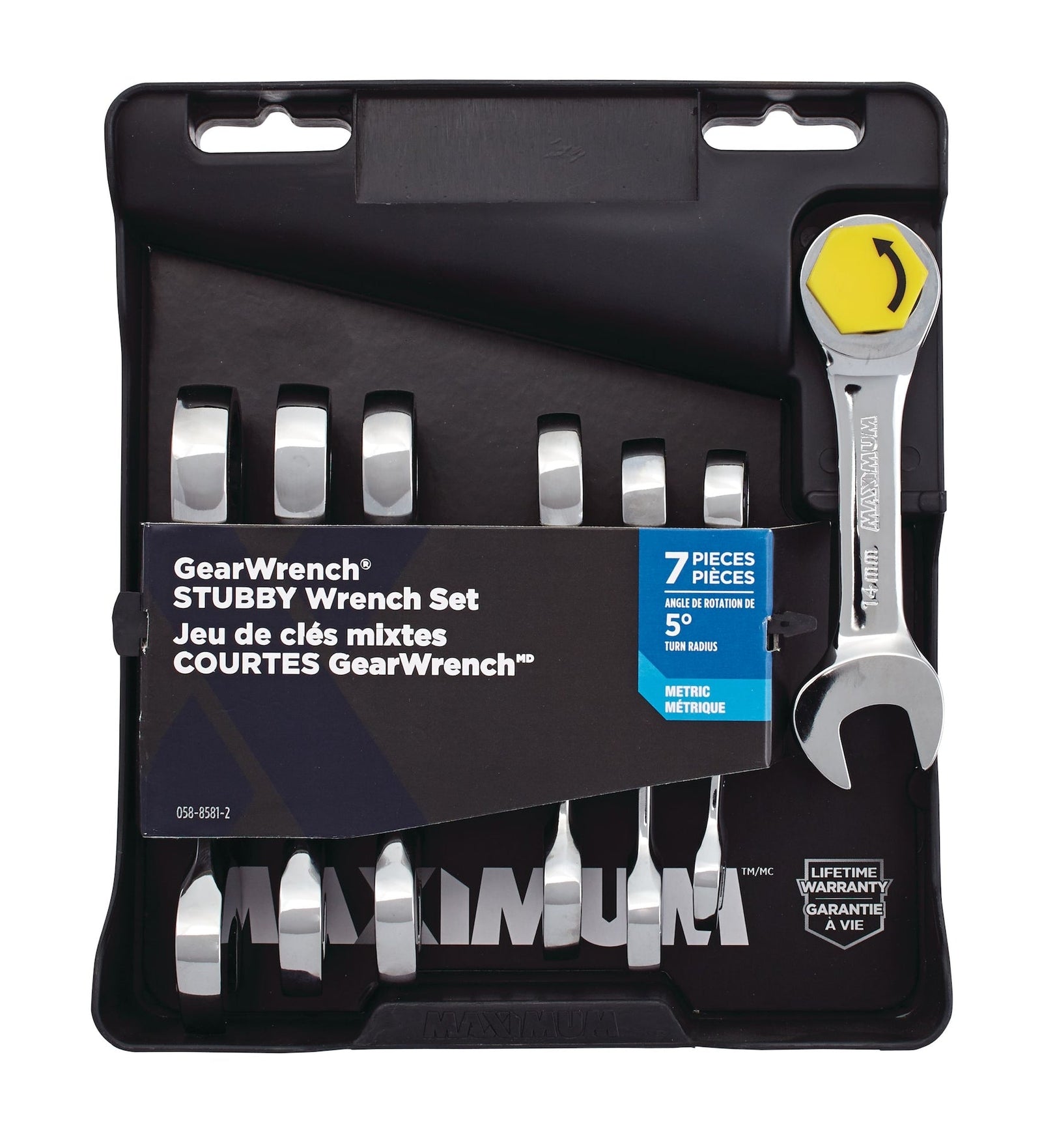 Stubby Ratcheting Wrench Set, Metric, Nickel-Chrome Plating, 7-pc S5J8 - product image 4