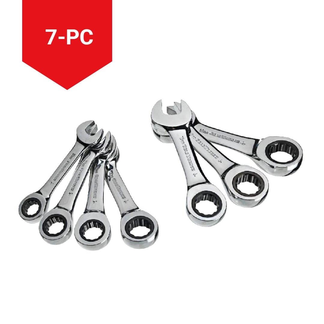 Stubby Ratcheting Wrench Set, Metric, Nickel-Chrome Plating, 7-pc B9X1 - product image 8