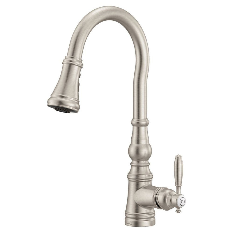 Weymouth Single Handle High Arc Pull Down Spot-Resist Sprayer Kitchen Faucet with Power Boost, Stainless Steel I8A3