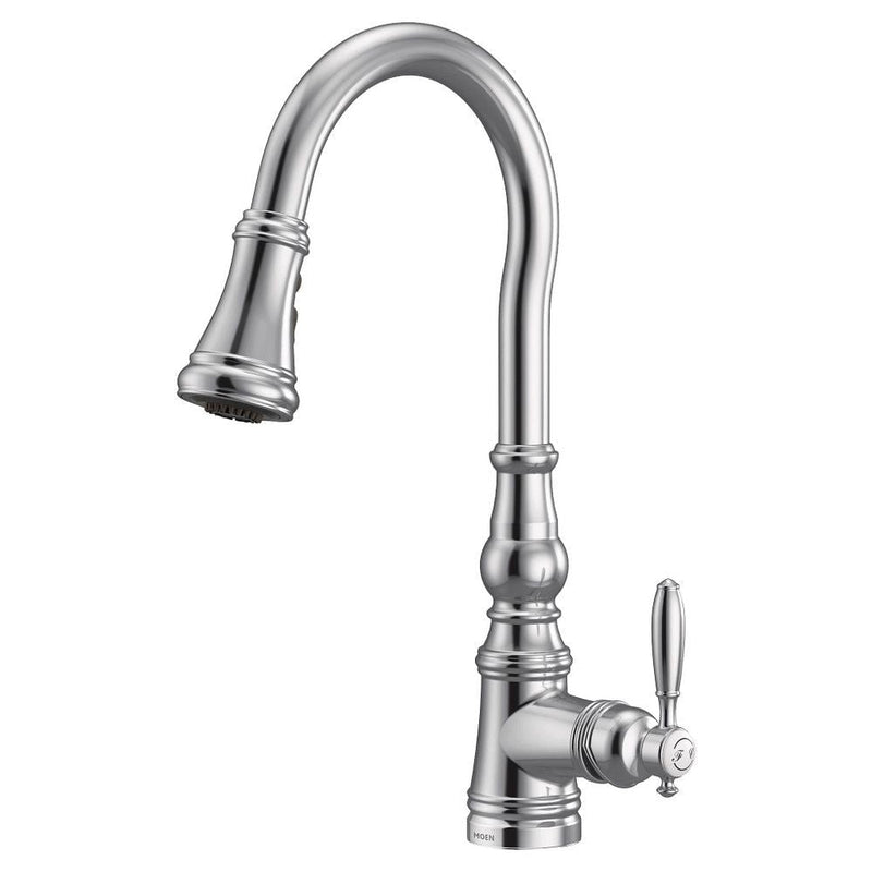 Weymouth Single Handle High Arc Pull Down Sprayer Kitchen Faucet with Power Clean, Chrome V4N2