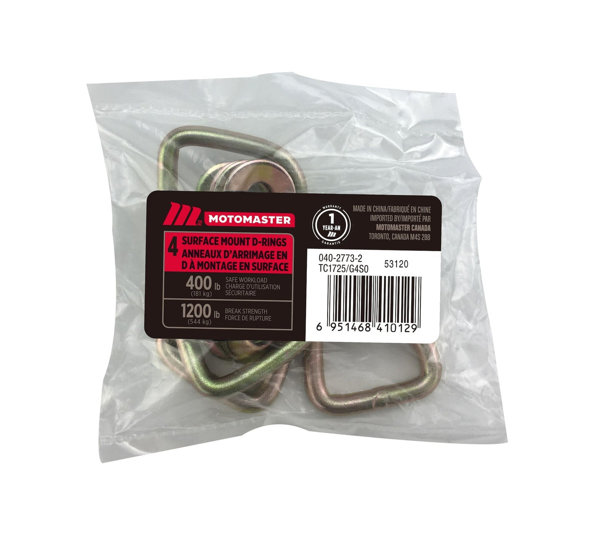 1,200-lb Light Duty D-Ring, Surface Mountable, 4-pk C9V1 - product image 1