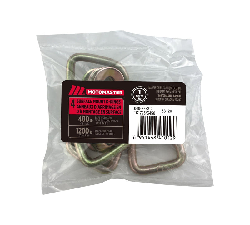 1,200-lb Light Duty D-Ring, Surface Mountable, 4-pk C9V1