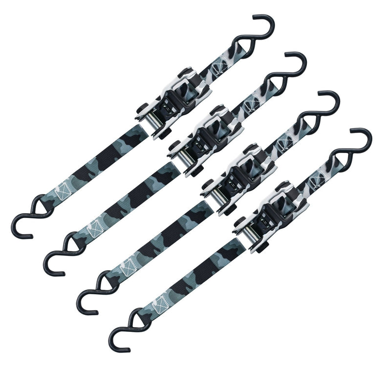 1,500-lb Snow Camo Ratchet Tie Down, 1-in x 10-ft (2.5 cm x 3.05 m), 4-pk R0E0