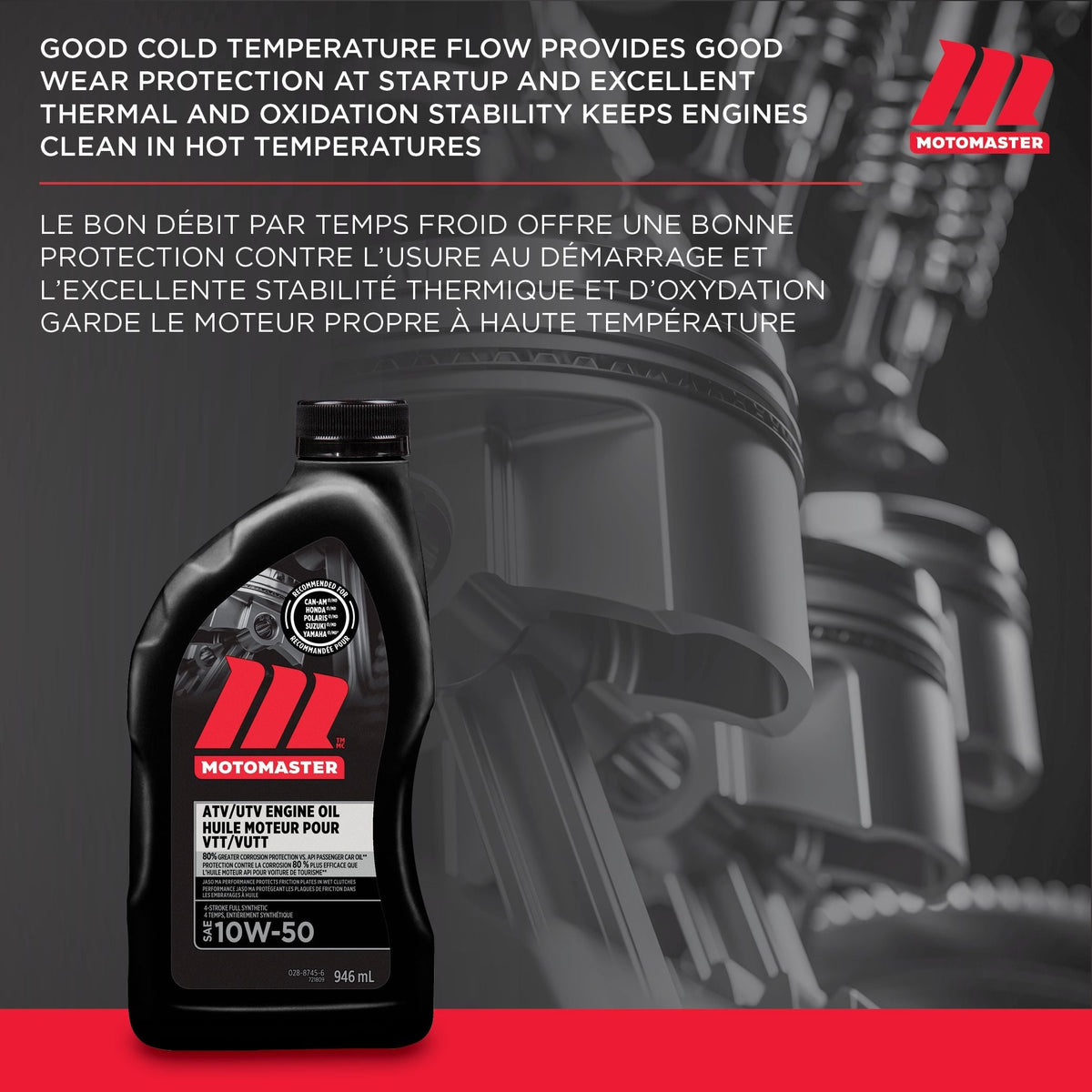 4-Stroke Synthetic ATV/UTV Engine Oil 10W50, 946-mL R8L9 - product image 5