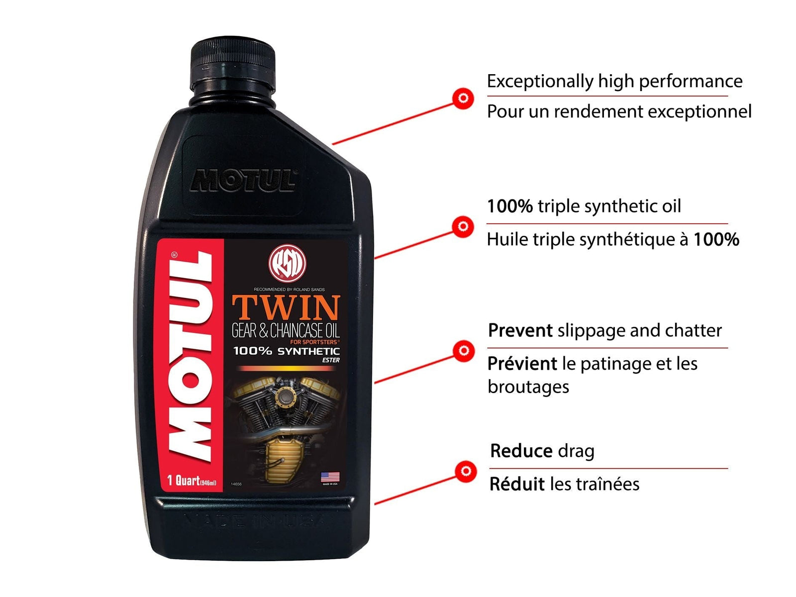 Twin Synthetic Gear & Chaincase Motorcycle Oil, 946-mL W2N6 - product image 2