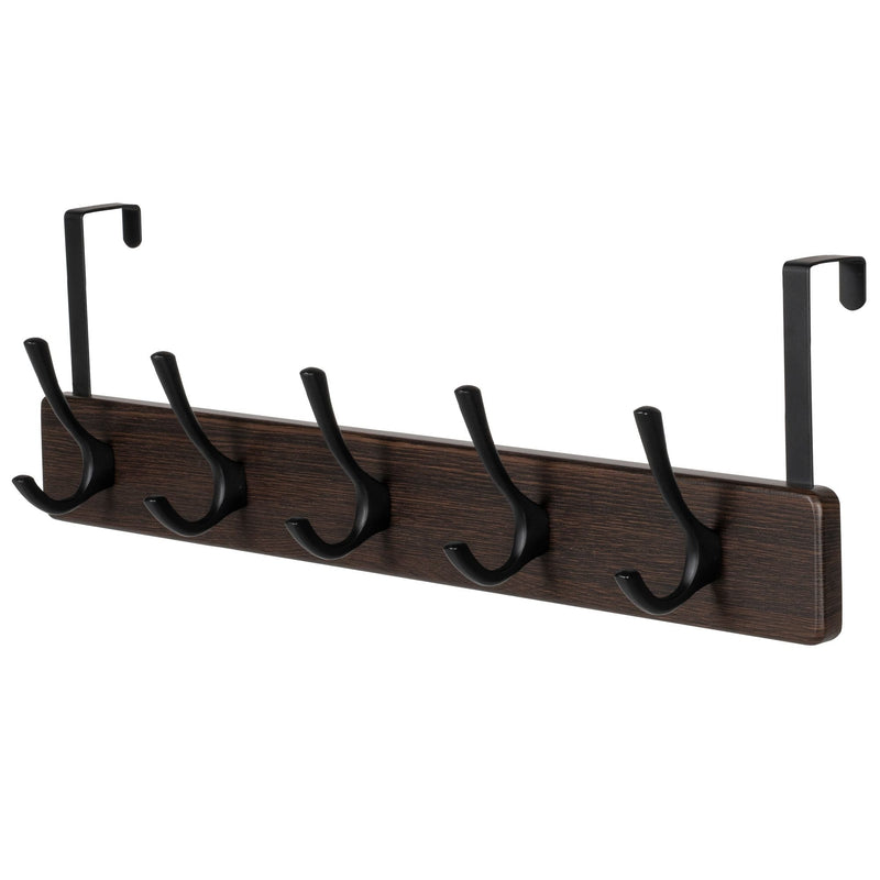 21.6" Traditional Wall 5 Hook Rack, Brown V3D7