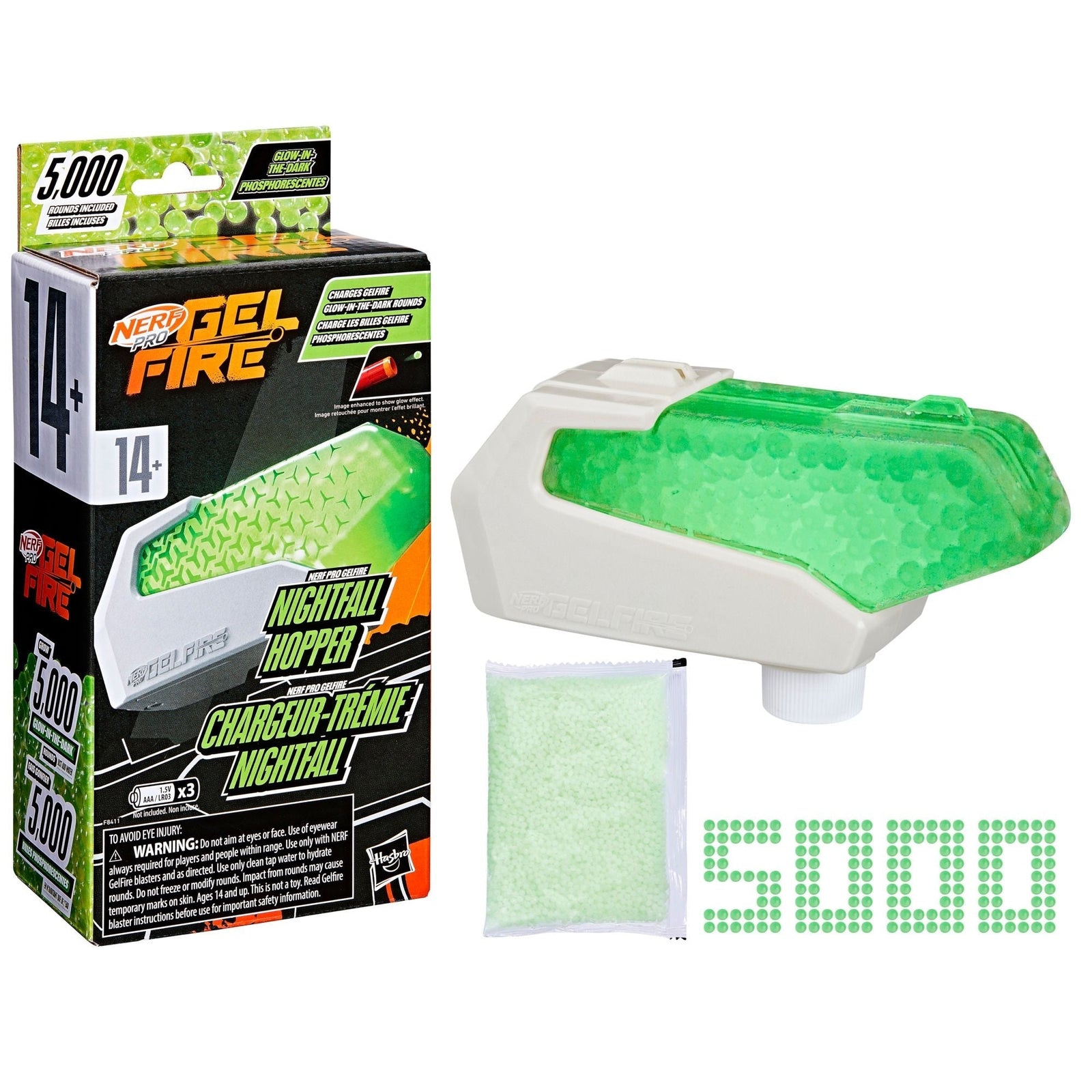 Pro Gelfire Glow In The Dark Nightfall Hopper with 5000 Gelfire Rounds O5Y0 - product image 1