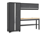 Bold 3.0 Series All-in-One Lockable Steel Garage Cabinetry Set with Bamboo Top, Grey, 90-in x 18-in x 72-in, 4-pc B6L3 - product image 1