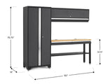 Bold 3.0 Series All-in-One Lockable Steel Garage Cabinetry Set with Bamboo Top, Grey, 90-in x 18-in x 72-in, 4-pc B6L3 - product image 2