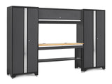 Bold 3.0 Series Lockable Steel Garage Cabinetry Set with Bamboo Top, Grey, 120-in x 18-in x 72-in, 5-pc E2R0 - product image 1