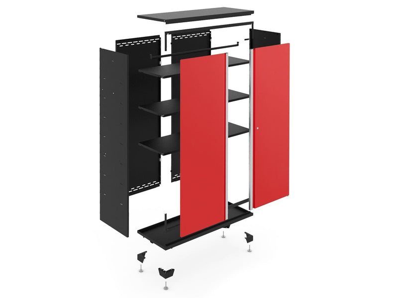 Bold Series 24-Gauge Steel RTA Storage Locker with 3 Shelves, Black/Red, 30-in P2L2