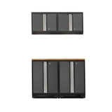 Bold Series Lockable 24-Gauge Steel Garage Cabinetry Set with Bamboo Top, Black/Grey, 48-in x 18-in x 76.75-in, 5-pc J2N4 - product image 1
