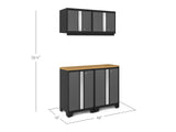 Bold Series Lockable 24-Gauge Steel Garage Cabinetry Set with Bamboo Top, Black/Grey, 48-in x 18-in x 76.75-in, 5-pc J2N4 - product image 2