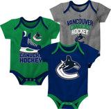 Vancouver Canucks Infant/Baby Bodysuit Onesie, Blue/Green/Grey, 3-pk B6W9 - product image 1