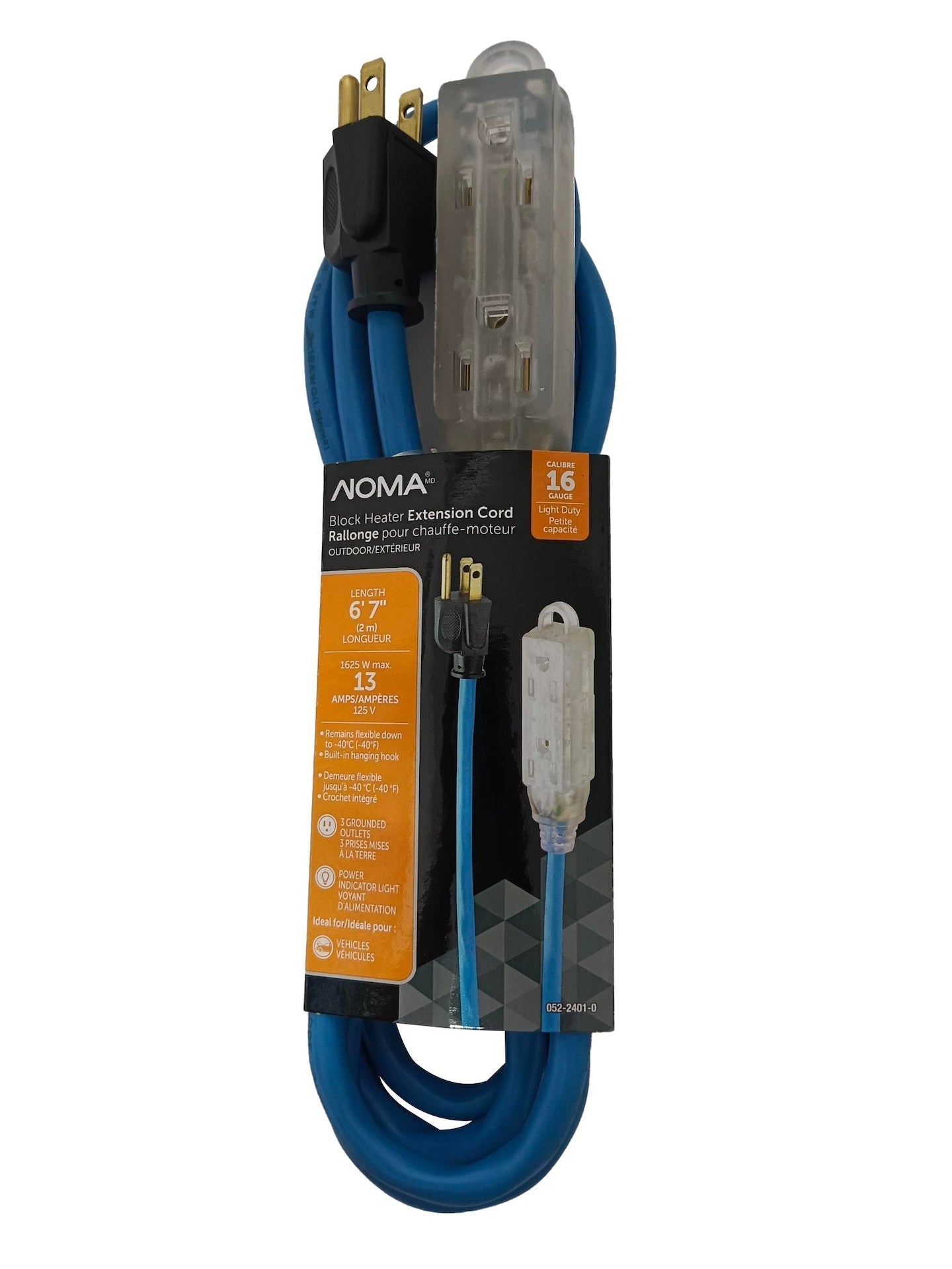 16/3 13 Amp All-Weather Block Heater Cord with Lighted End, Blue A0T3 - product image 1