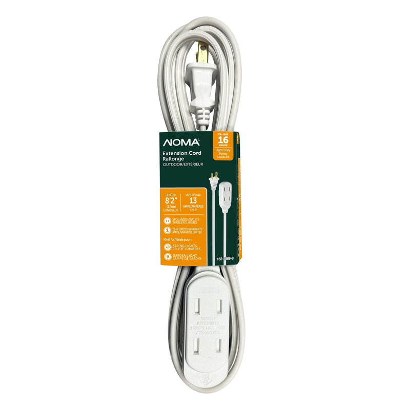 2.5-m 13A 3-Outlet Light-Duty 16-Gauge White Outdoor Extension Cord K8I7