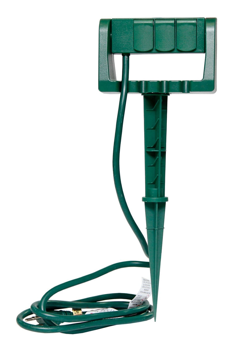 3-Outlet Outdoor Power Stake with 6-ft Cord, Green M6A7