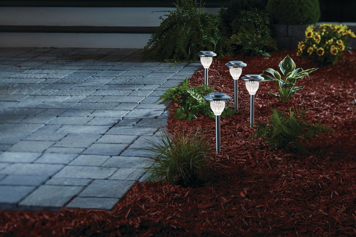 Outdoor Pure White LED Solar Stainless Steel Garden & Pathway Stake Lights, 10-Pk E1N4 - product image 5