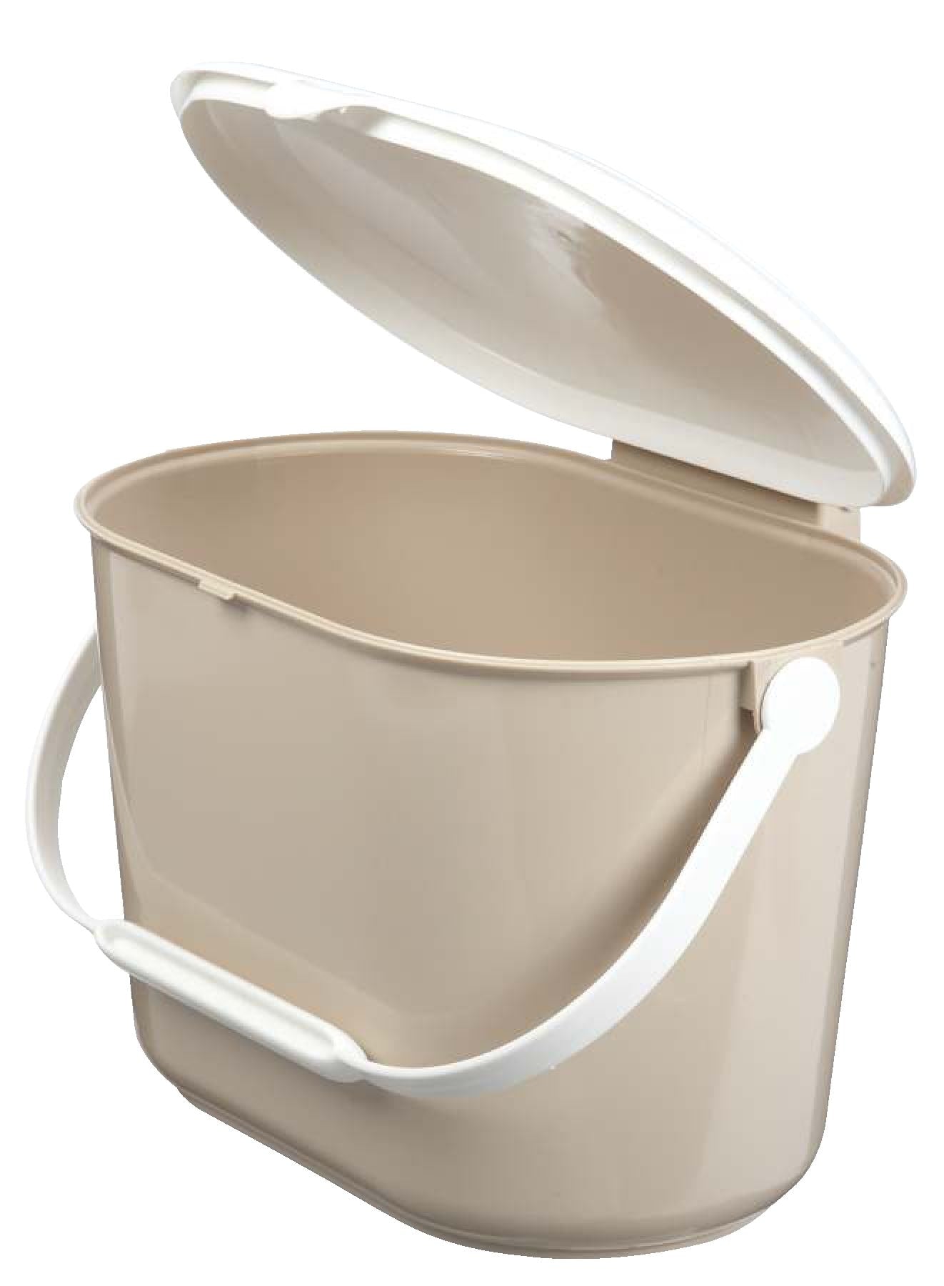 Plastic Compost Bin with Handle, White/Beige, 7-L D3P5 - product image 2