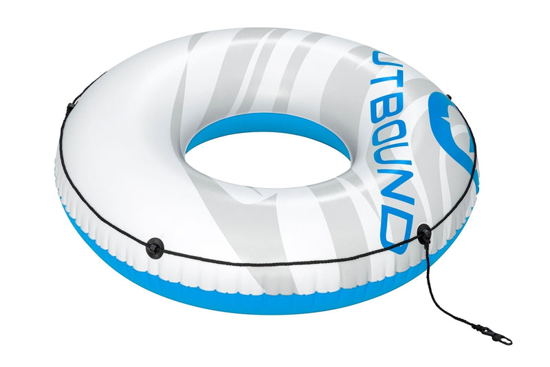 Inflatable Floating River/Lake Connectable 1-Person Tube/Ring, White/Blue, 47-in Q8E3