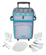 Wheeled Picnic Cooler with 21-Piece Cutlery/Plate Set, 18-Can K1K2 - product image 1