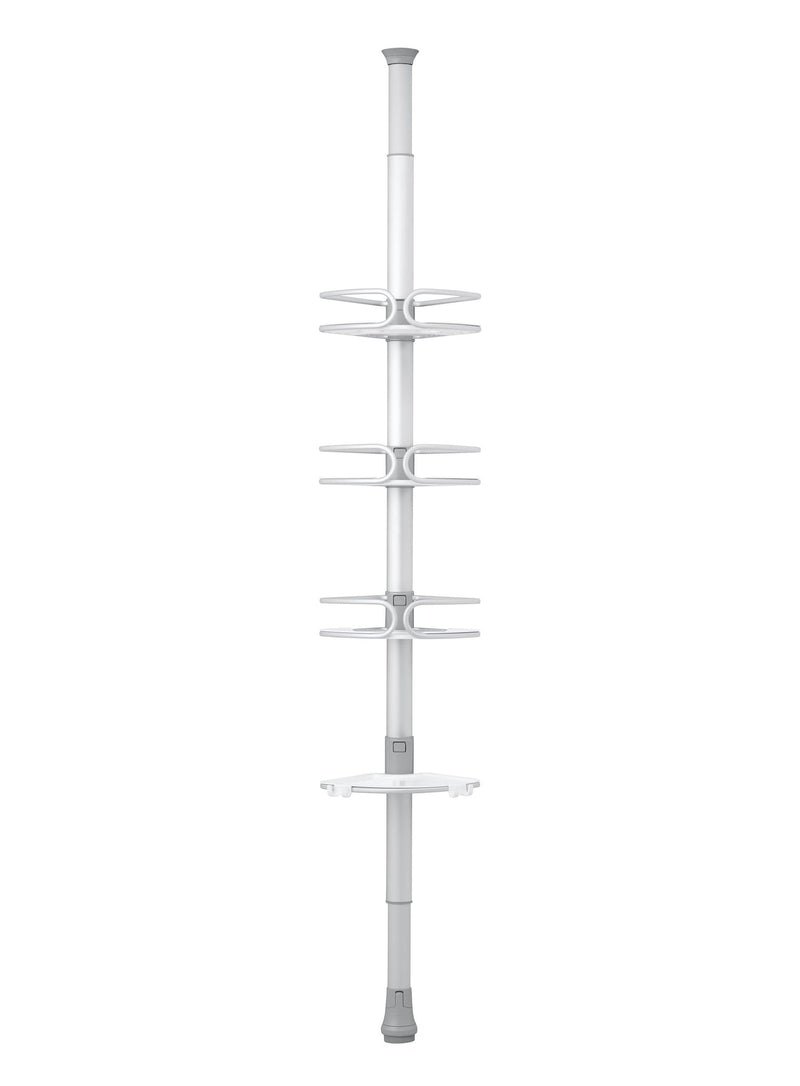 Aluminum Quick Extend Tension Pole Shower Caddy, Grey, 9-ft S0N2