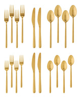 Chelsey Satin Gold Finish Slim Round Stainless Steel Flatware Set, Serves 4, 20-pc F6O5 - product image 4