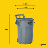 Commercial Wheeled Brute Circular Outdoor Garbage Can, Grey, 121-L P7A0 - product image 7