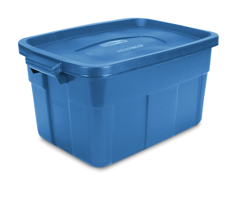 Roughneck Stackable Storage Box with Lid, 53-L, Blue M9O9