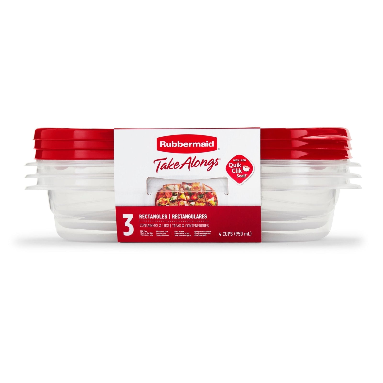 TakeAlong Rectangle Plastic Food Storage Container Set with Quik Clik Seal Lid, 6-pc C1Q5 - product image 1