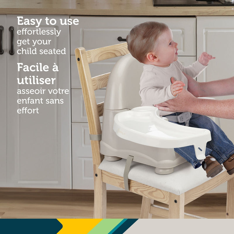 Easy Care Taupe Swing Tray Booster Seat X8L6