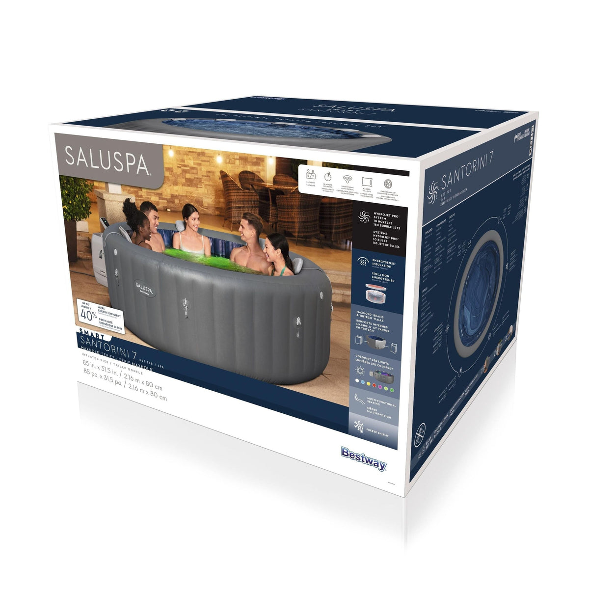 Spa Santorini Grey 7-Person Luxe HydroJet Pro Round Smart Spa, 85-in x 31.5-in R1C9 - product image 4